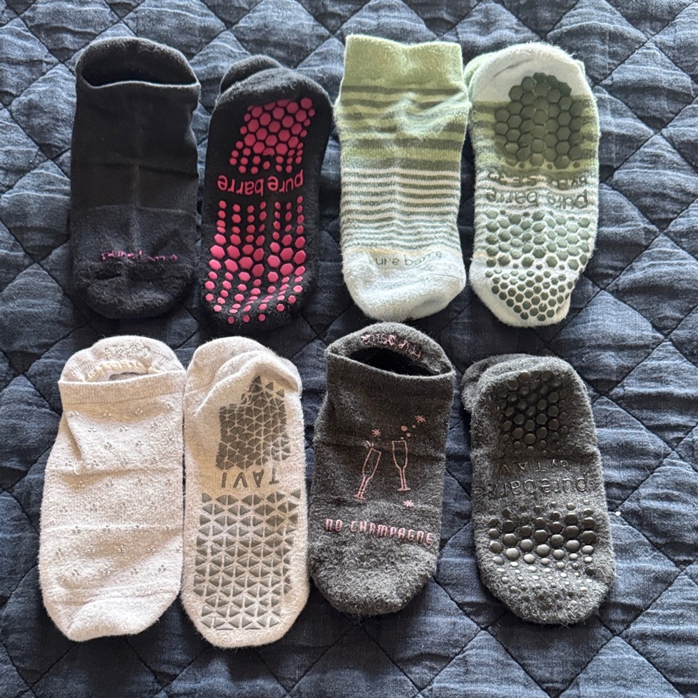 Pure Barre Athletic Grip Socks - Set of 4